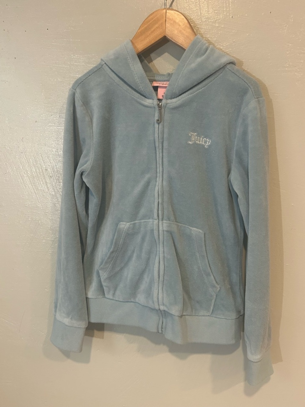 Juicy Couture Girls' Pale Blue Velour Zip Hoodie